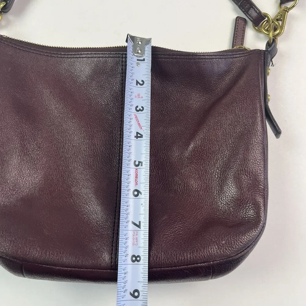 Fossil Jolie Leather Hobo Bag Burgundy Oxblood Crossbody Classic Preppy Purse